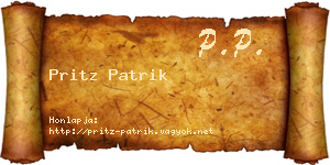 Pritz Patrik névjegykártya